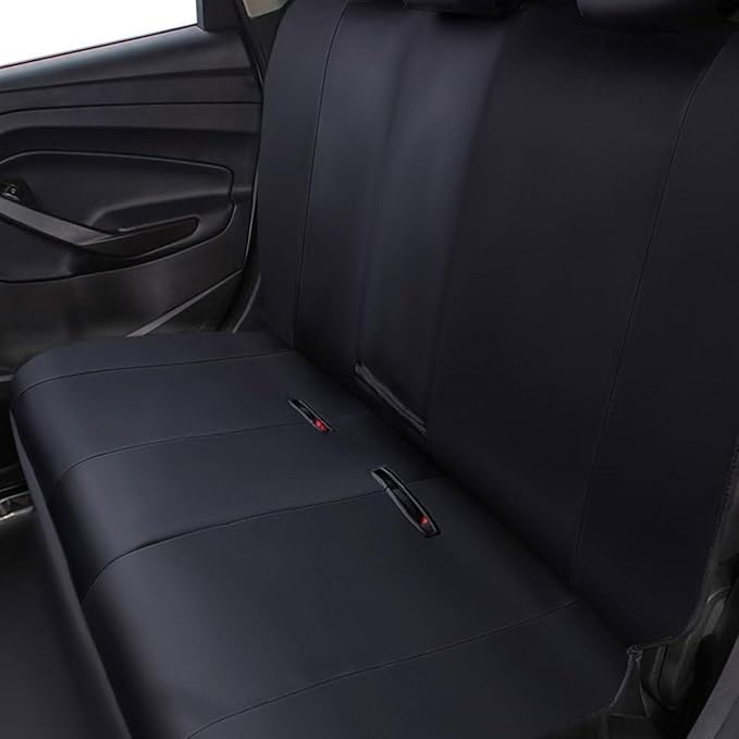 Flying Banner car seat Covers Protects Water Proof Faux Leather Carbon Fiber Front and Rear Bench (Black, Full Set - 8PCS)