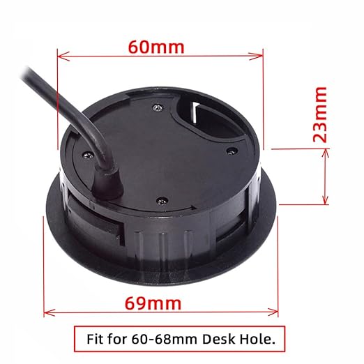 Xiwai USB 3.0 Hub Splitter, 4 Port USB Multiport Expander 60mm Desk Grommet Dock Station Interface for PC Desk Desktop