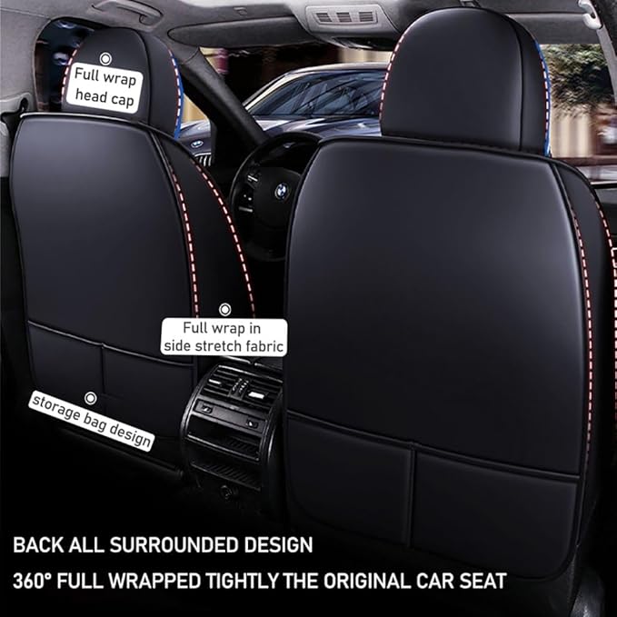 for Toyota CHR Seat Covers 2018-2026, Full Coverage Customized Car Seat Covers, Premium Leather Waterproof Stain-Resistant Easy to Install (Luxury 5 Seats, Black&Blue)