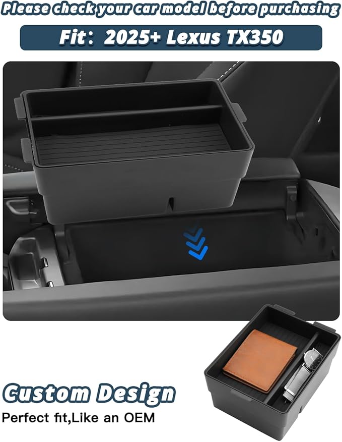 Ruiya For Lexus TX Center Console Organizer for Lexus TX 350 Accessories Double Layer Armrest & Dash Storage Tray Compatible with 2024 2025 2026 Lexus TX (TX350/TX500h+/TX550h)(3Packs)