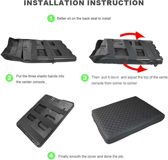 DEYTOP Center Console Cover for Chevy Silverado & Tahoe 2007-2013 Console Armrest Cover for GMC Sierra 2007-2013 Car Cushion Protector Pad ( Jump Seat Console ONLY) (Black Stitching, 07-17 JUMP SEAT)