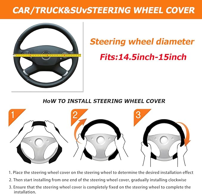 Mandark Car Steering Wheel Cover, Suede Sport Vehicle Steer Wheel Protector Fitting 15 Inch, Non-Slip Comfortable Automotive Interior Decoration Accessories, Universal for Most Cars (Red)