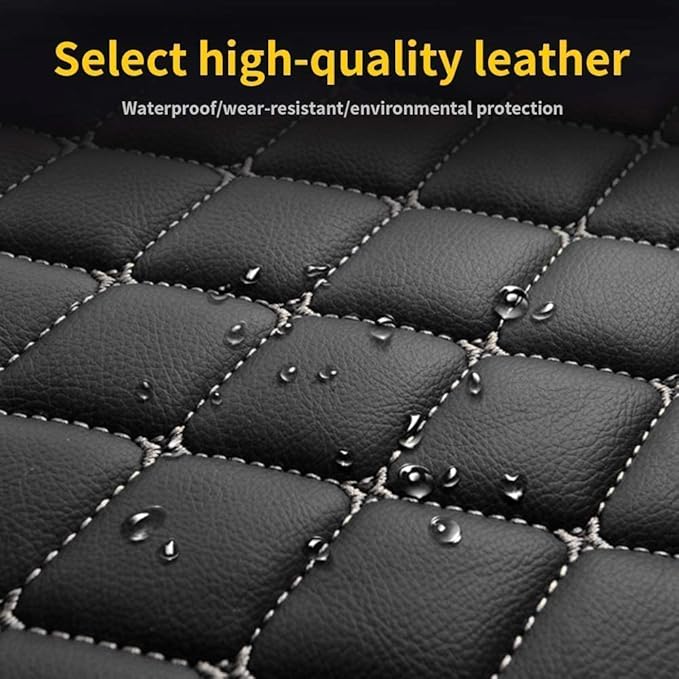 Custom Making Car Floor Mats for 90% Car Model Luxury Leather All Weather Waterproof Anti-Skid Full Coverage Liners (Black and Gray)