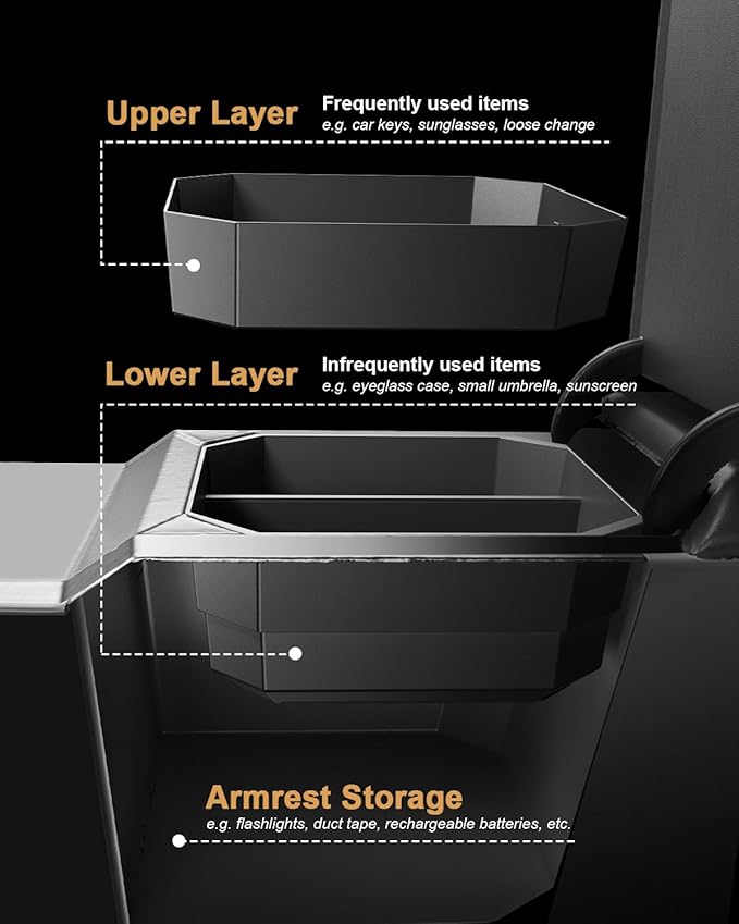 Center Console Organizer For 2024-2026 Subaru Crosstrek/2024-2026 Impreza - Double Layer Armrest Box Organizer For 2024-2026 Crosstrek/2026 Crosstrek Hybrid & 2024-2026 Impreza Accessories - ABS Tray
