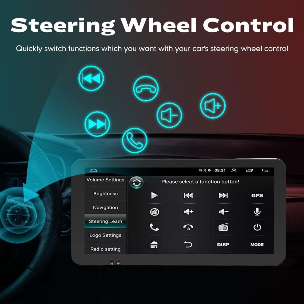 Kunfine Car CarPlay Android Auto Navigation Stereo GPS Radio Camera Display 10.33" QLED Touchscreen Headunit Tablet Media Player for Peugeot 301 2013-2022, if Applicable Octa Core 6G+128G Gloss Black