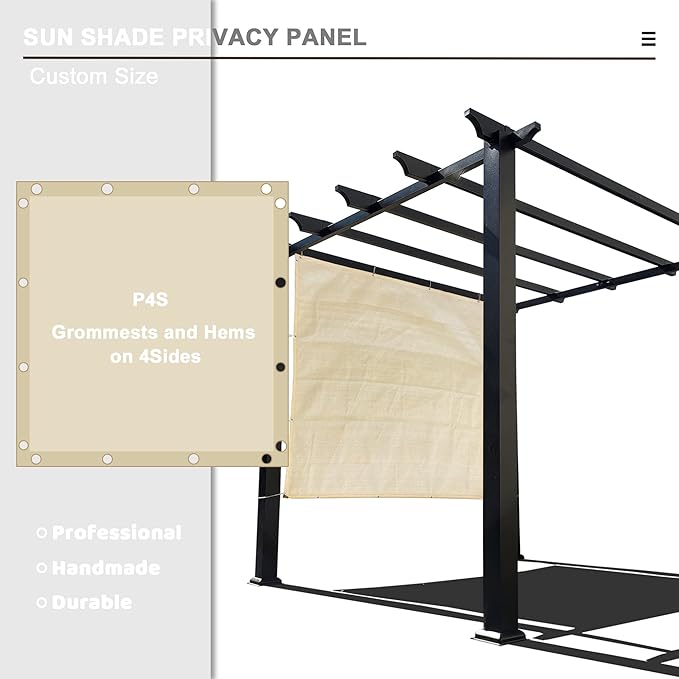 Sun Shade Privacy Panel with Grommets on 4 Sides for Patio, Awning, Window Cover, Pergola or Gazebo (Banha Beige, 10' x 5')