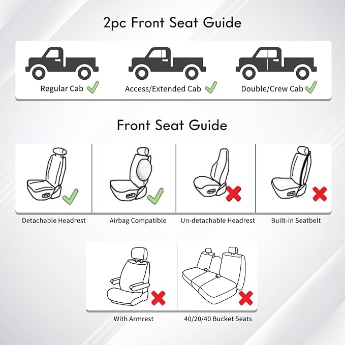 Huidasource Front Truck Seat Covers Fit for 2nd Gen Toyota Tacoma 2005-2015 Double&Crew Cab, Leather Car Seat Cushion Cover for Tacoma Base, PreRunner, SR5, Limited, TRD Sport(Front Pair/Black&Red)
