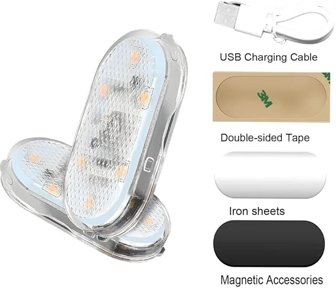 4PCS Wireless Car Interior LED Lights 7Colors USB Rechargeable Car LED Touch Light with 6 Super Bright LED Lamp Beads Car Interior Ambient Light Universal Vehicle Accessories for Car Decor