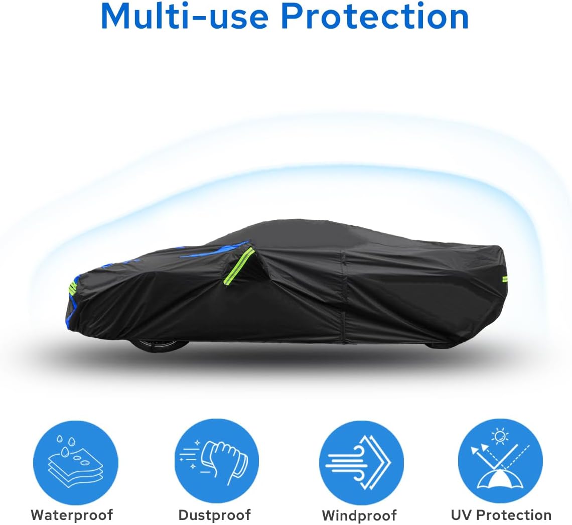 Avecrew for Chevrolet Corvette C4/C5/C6/C7 Car Cover Waterproof All Weather for Automobiles, Outdoor Full Exterior Covers Fit 1984-2019 Corvette C4/C5/C6/C7 with Windproof Strap and Driver Door Zipper