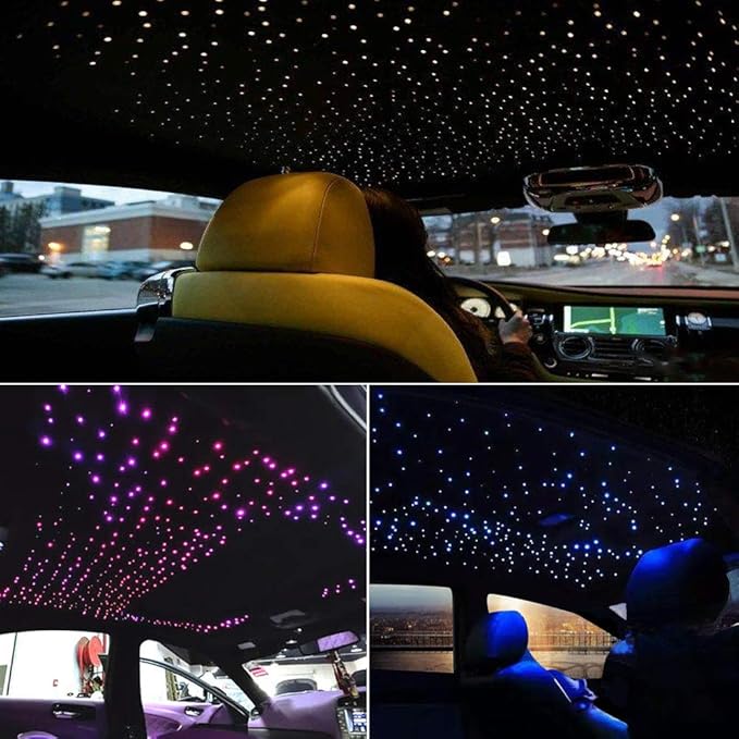 AKEPO 16W Fiber Optic Starlights Headliner Kit, 450pcs 0.75mm 9.8ft/3m Optical Fiber Strands APP/Remote Control Music Activated Car/Truck/Home Use Starlight kit