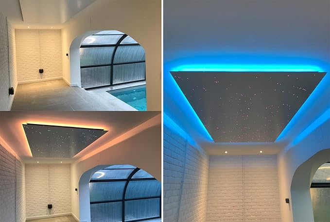 AZIMOM Car Use 6W RGBW 450pcs 0.03in 9.8ft Fiber Optic Lights Starlight Headliner Light Kit End Glow Optic Cable Music Mode APP Remote Sensory Lighting Indoor Home Headliner Decoration
