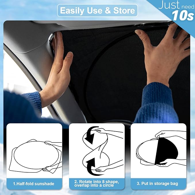 Sunshade for 2015-2023 2024 2025 Volkswagen Golf GTI e-Golf VW Golf R 4 Door Hatchback Accessories Front Window Shield Cover for Windshield Sun Visor
