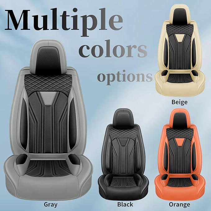 Fit Sonata Car Seat Covers Premium Leather for Hyundai Sonata 2007-2025 2026. Waterproof, Breathable, Scratch-Resistant & All-Weather Seat Cushion Protector(Full Set,Gray&Black