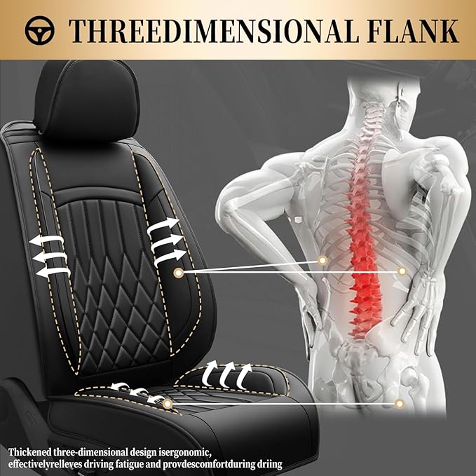 Fit for Equus Seat Covers Compatible with Hyundai Equus 2011-2016 - Waterproof Breathable Leather Automotive Seat Cushions Protector,Airbag Compatible,Only 2 Front seat Covers(Black)