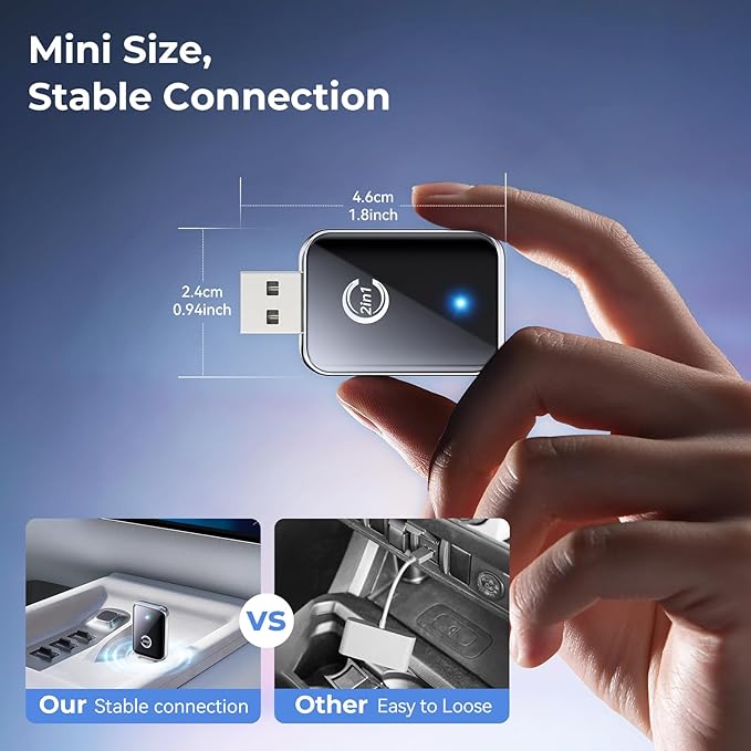 Wireless Carplay Adapter for iPhone, Convert Wired Car play to Wireless, 2 in 1 Plug and Play Mini CarPlay and Android Auto Adapter for iOS 10 Android 11 and Above, Cars with Built-in Carplay (Silver)