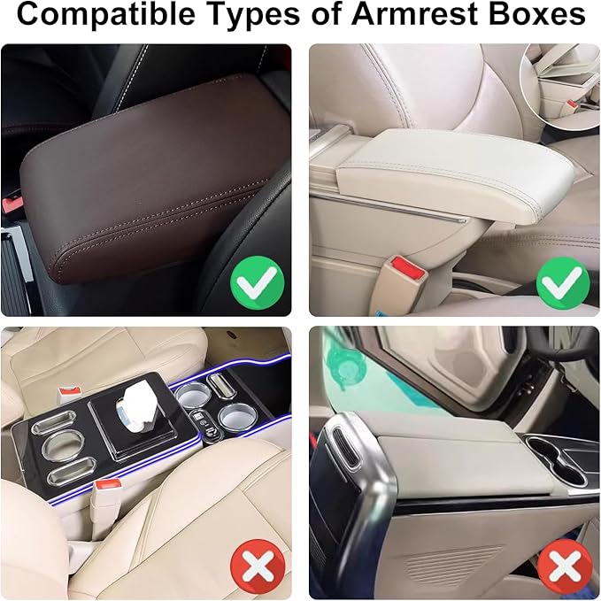NBTEPEM Bling Car Center Console Cover, Leather Car Arm Rest Cover Cushion with 2 Storage Bags, Universal Automotive Armrest Protector Storage Box, Bling Accessories Interior for Most Vehicles (Pink)