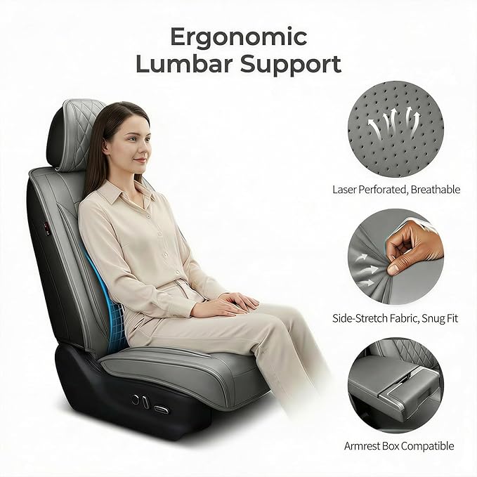Fit for Sonata Car Seat Covers Compatible with Hyundai Sonata 2004-2026 - Waterproof Breathable Leather Automotive Seat Cushions Protector, Airbag Compatible, Only 2 Front seat Covers(Gray)