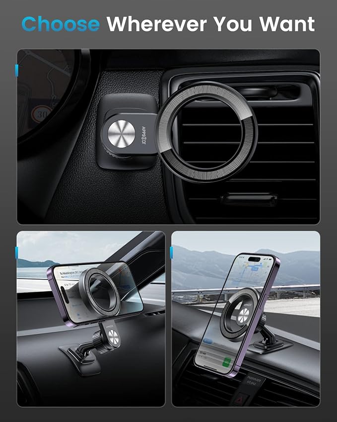APPS2Car 2-Pack Compatible for Magsafe Phone Holder for Car - Designed for iPhone 17/16/15/14/13/12 Official Magsafe Case