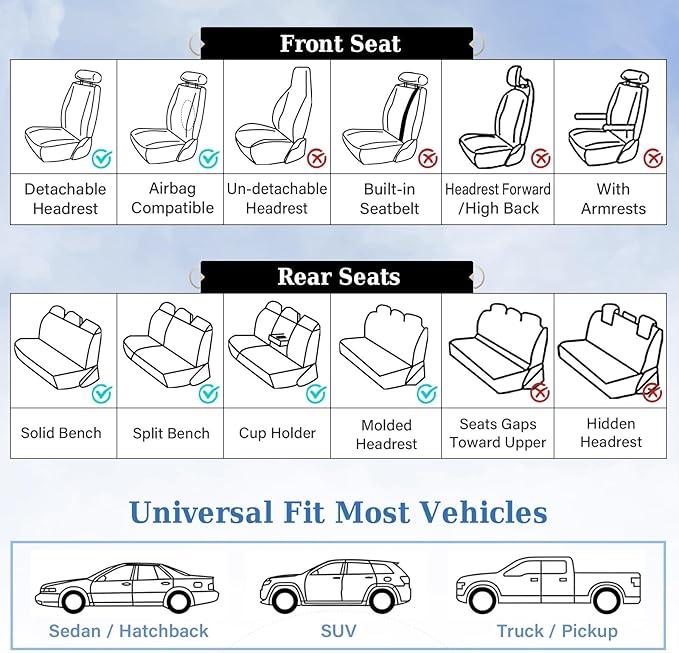 Coverado Seat Covers Full Set, Luxury Leather Car Seat Cover with Carbon Fiber Accents Design, Spill-Proof Durable Black Automotive Seat Covers, Front and Rear Seat Protectors Universal Fit Most Cars