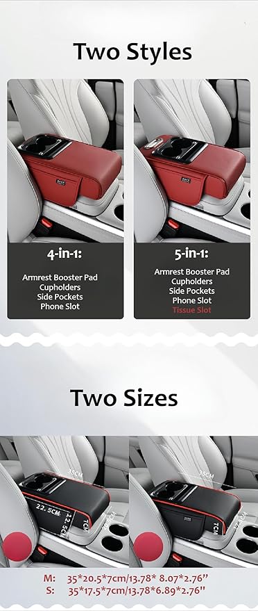 Armrest Box Pad for Car w/Type-C Charging Interface, Car Center Console Cover w/Cup Holder, Interior Car Accessories (Coffee)
