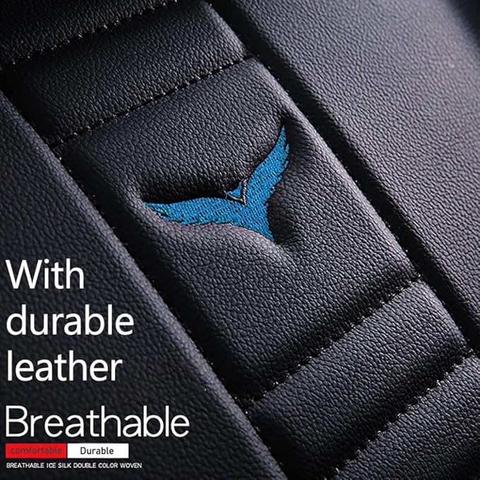 for Chevy Equinox Seat Covers 2005-2026, Full Coverage Customized Car Seat Covers, Premium Leather Waterproof Stain-Resistant Easy to Install (Luxury 2 Seats, Black&Blue)
