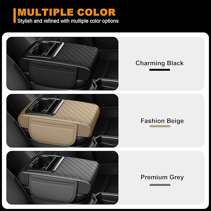 Armrest Cover for Car Fit for Jeep Grand Cherokee L - Center Console Cover with Cup Holders and 2 Storage Pockets(Beige)