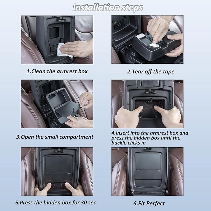 JKCOVER Center Console Hidden Organizer Box Compatible with Jeep Wrangler JK/JKU 2011-2016 2017 2018 Accessories Armrest Secret Compartment One-Touch Hidden Storage (Patent Design)