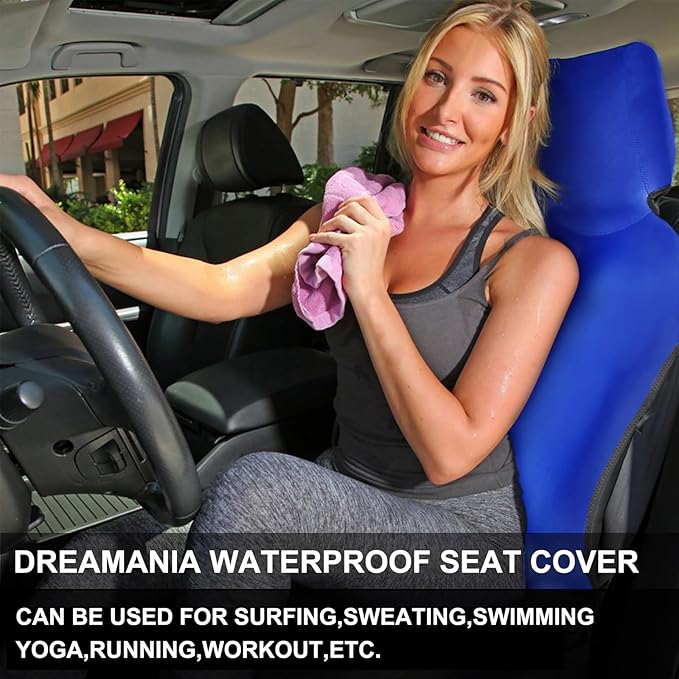 INFANZIA Premium Waterproof Seat Cover Towel Protector Neoprene Universal Fit, Upgraded 100% Washable & Removable Non-Slip Sweat Carseat Towel Covers, Perfect for Gym/Yoga/Workout(Royal Blue,2PCS