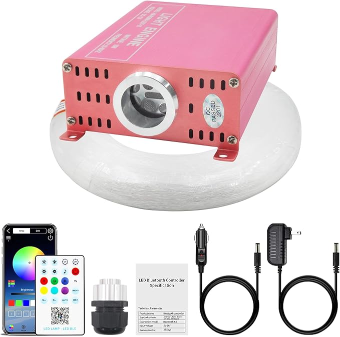 200 Piece Starlight Headliner Kit 16W RGBW Twinkle+ Music Effect + APP&Remote Control Dual Channel Control,0.03in/0.75mm*9.8ft/3m Fiber Optic Lights for Car Roof/Home Fiber Optic Star Ceiling