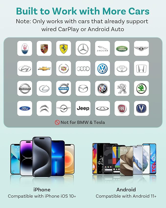OTTOCAST Mini Tube 2026 Wireless CarPlay & Android Auto Adapter, Plug & Play for iPhone & Android, Seamless Auto-Connect, Stable Performance, Premium Aluminum Design