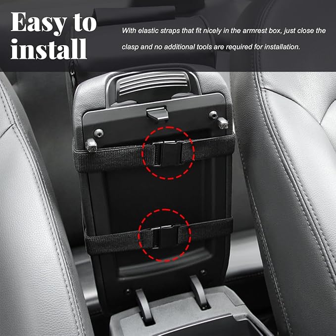 Car Center Console Cover, Soft Memory Foam Auto Arm Rest Pillow with Phone Holder Storage Bag, Waterproof Leather Armrest Seat Box Protector Comfy Cushion Pad for Most Cars (Black&Red)