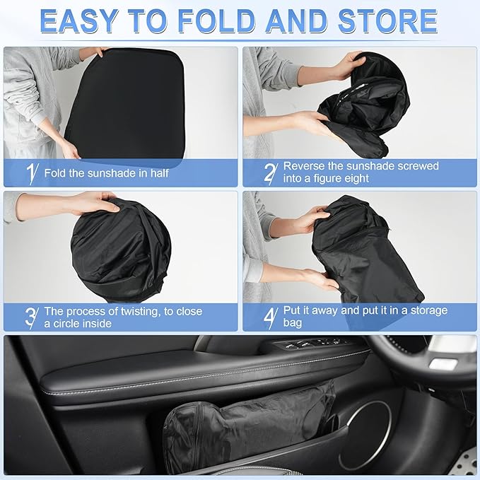 SINGARO 300T Universal Car Windshield Sun Shade, Foldable Reflective for Windshield & Window Shades with Overlapping Design, Car Interior Accessories (68.8" L x 35" W)