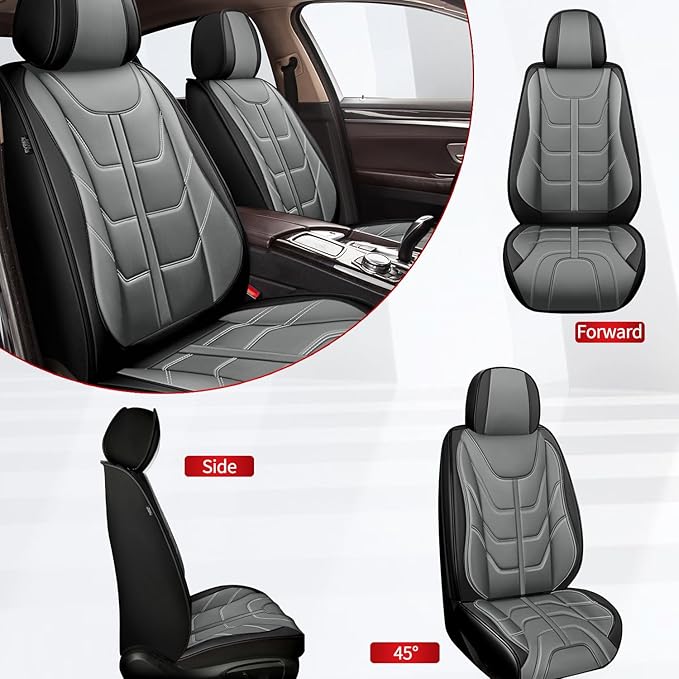 TTX LIGHTING Car Seat Covers fit for Chevrolet Tahoe 2011-2026 Front Seat: Premium Leather Automotive Seat Cover with Airbag Compatible Waterproof (2 Seats, Black & Gray)