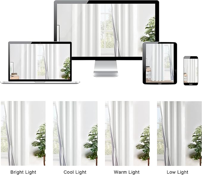 XWZO 100% Blackout Curtains 108 Inches Long with Tiebacks- Heat and Full Light Blocking, Thermal Insulated Window Panels with Grommets for Bedroom/Nursery, Ivory, W52 x L108, Set of 2 Draperies