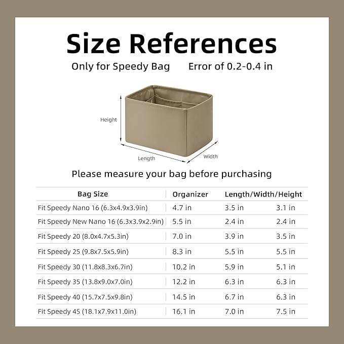 DGAZ Silk Purse Organizer Insert Fits LV Speedy 16/20/25/30/35/45 bags,Silky Smooth Bag Organizer,Luxury Handbag & Tote Shaper(Etoupe grey,SP25)