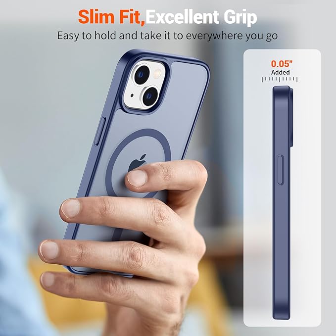 SUPFINE Magnetic for iPhone 15 Case (Compatible with MagSafe) (Military Grade Drop Protection) Slim Translucent Matte Shockproof with Anti-Fingerprint Phone Case, Lavender Gray
