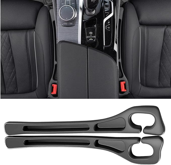 Car Seat Gap Filler 2-Pack, Universal Car Seat Gap Filler Organizer, Seat Gap Plug β Fills Gap Between Seat & Console, Drop-Proof Guard for Phones, Keys & Cards, Fits Cars, SUVs, Trucks, Black