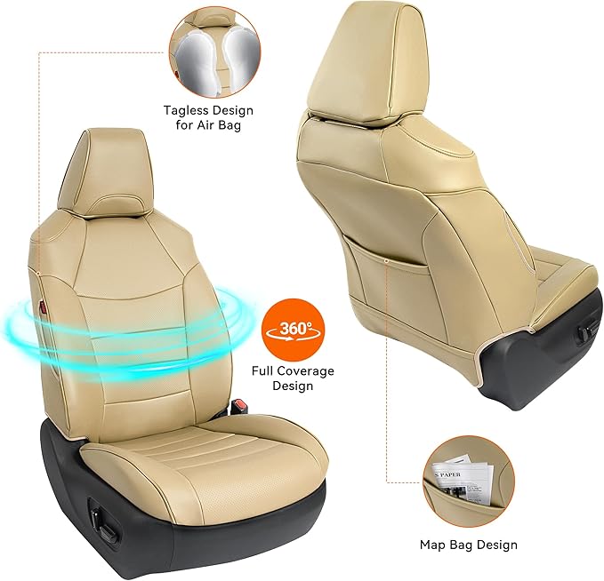 Custom Fit RAV4 Only Hybrid Seat Cover for Toyota RAV4 2019 2020 2021 2022 2023 2024 2025 Prime&Hybrid SE/XSE,Faux Leather,2-Row Full Set,(Beige)