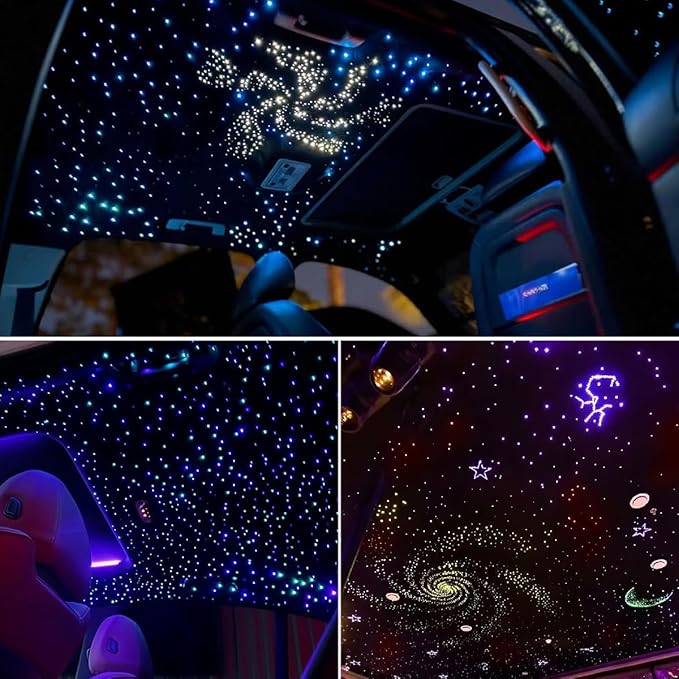 AKEPO 36W 4 Color Twinkle Fiber Optic Starlights Headliner Lights Kit, Optical Fibers Music Sync Bluetooth APP Control Starlight Kit, 800pcs*9.8ft