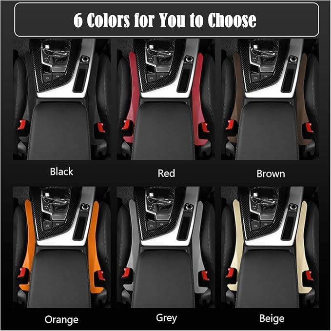 2Pcs Car Seat Gap Filler PU Leather, Auto Crevice Catcher Drop Blocker to Fill The Side Seat and Console Gap, Universal Vehicle Interior Accessories for Car, SUV, Truck (Beige)