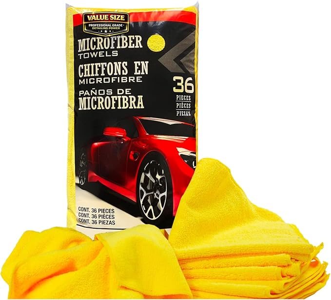 Ultra Plush Premium Microfiber Towels, Large, Yellow, 36 Count per Bag (1 Count)