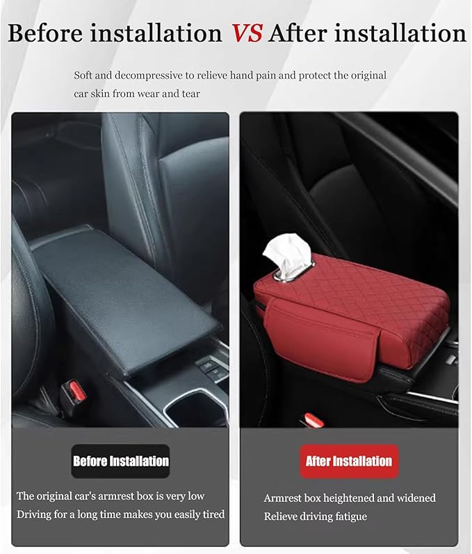 Car Center Console Cover for Fiat 500L (Type 330) 2012-2021, Leather Car Arm Rest Cover, Car Armrest Cushion with 2 Storage Bags Car Center Console Armrest Pad, E Gray