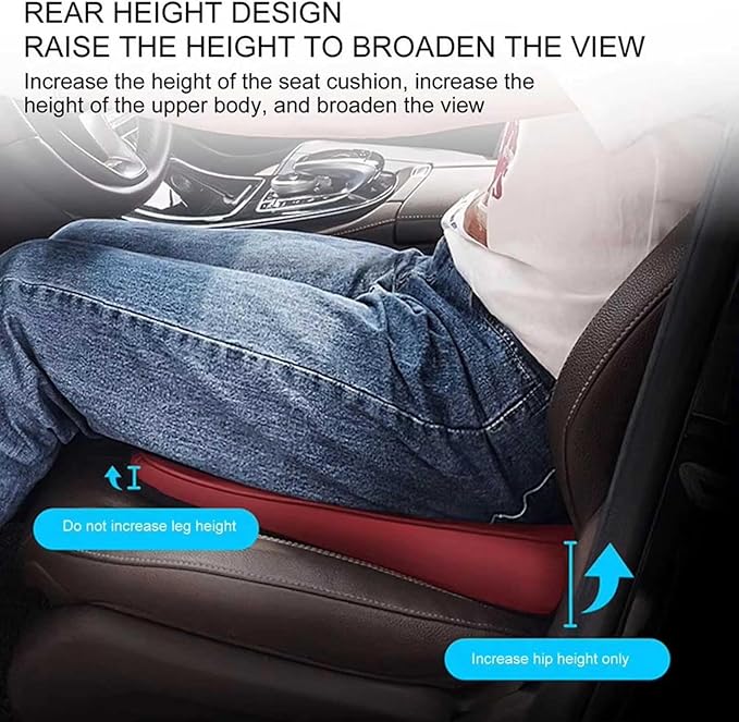 Memory Foam Car Seat Cushion for BMW X5 G05 2018-2023, Wedge Booster Lumbar Support Pad for Drivers Office with Non-Slip Base,Black-6cm