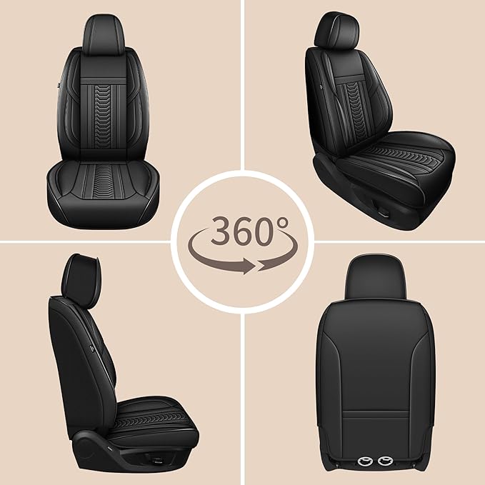 TTX LIGHTING for Toyota Prius 2003-2015 Seat Covers: Waterproof Leather Seat Protector with Airbag Compatible (2 Front Seats,Black)