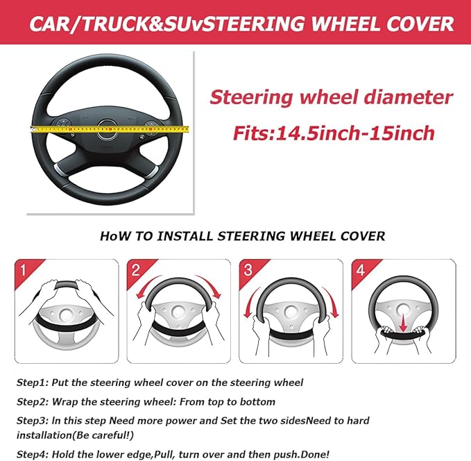 Mandark Car Steering Wheel Cover, Suede Sport Vehicle Steer Wheel Protector Fitting 15 Inch, Non-Slip Comfortable Automotive Interior Decoration Accessories, Universal for Most Cars (Light Yellow)