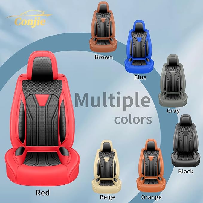 Fit Prius Car Seat Covers for Toyota Prius 2001-2025 2026 -Full Set Premium Leather, Waterproof, Breathable,All-Weather Seat Cushion Protecto & Airbag Compatible, 5-Seats Red & Black