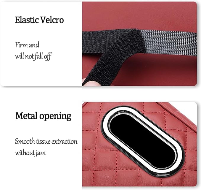 Car Center Console Armrest Pad for Lincoln, Leather Cover with Storage Pocket & Tissue Box Holder, Memory Foam Cushion for Aviator Standard SUV 2020-2025,Red