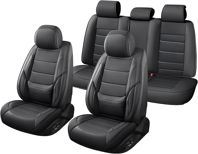 Car Seat Covers Full Set Custom Fit for Chevrolet/Chevy Trailblazer 2021-2026 - Premium Faux Leather with Lumbar Support, Breathable, Waterproof, Anti-Slip, Durable, Easy to Install (Black,Full Set)