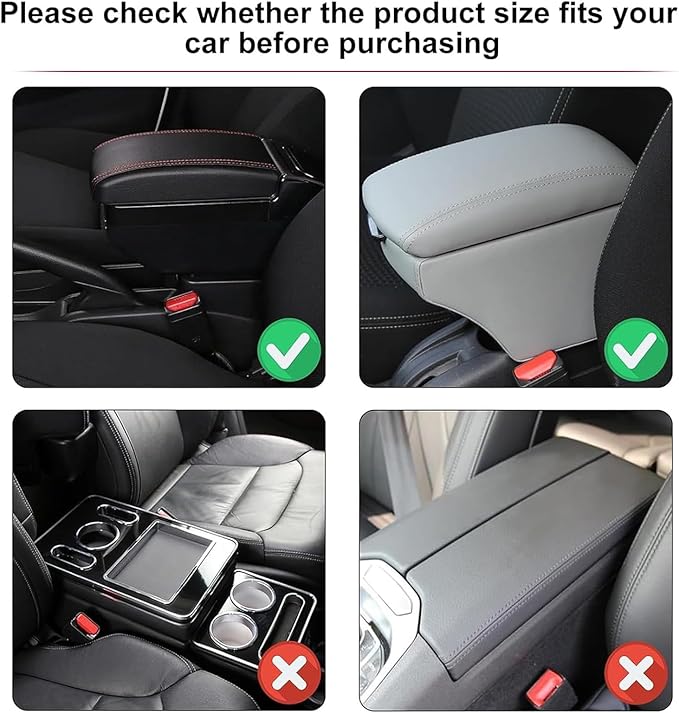 Car Armrest Storage Box for Cadillac XT4 2018–2025 2020 2021 2022 2023 2024, Sport-Style Center Console Organizer with Side Pocket, PU Leather Armrest Cushion, Elbow Support Pad,A Black
