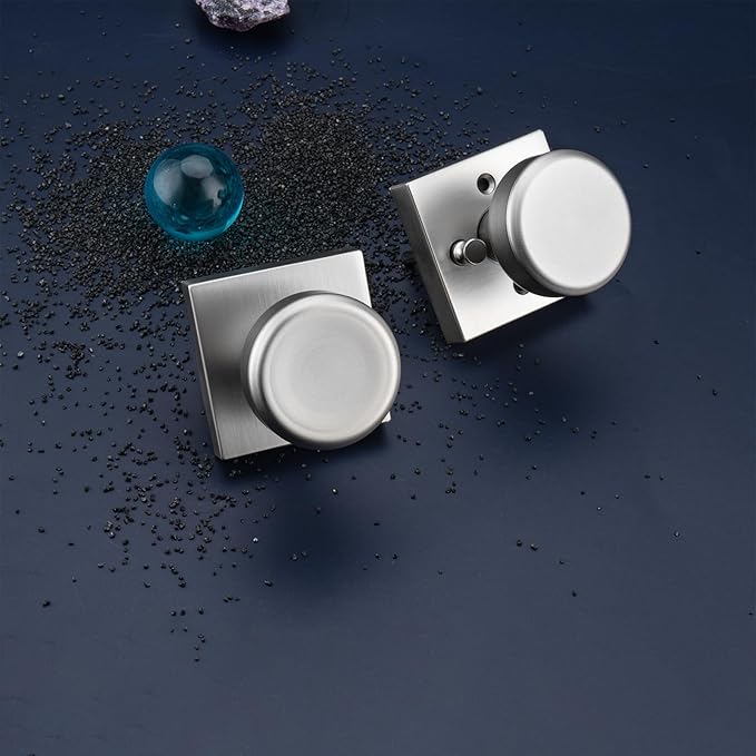 Brushed Nickel Door Knobs Interior, Pismo Doorknobs with Square Rosette for Hall